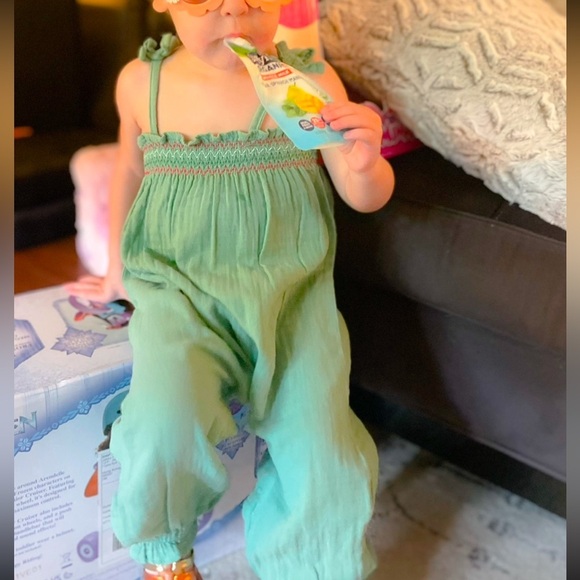 24 Months Curious by Peek Green Smocked Romper, Snap Buttons, St Patrick’s Day - Picture 2 of 8